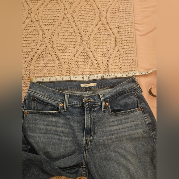 Levi's Womens Boyfriend Jeans 30 Tapered Mid Rise Distressed Stretch Blue - Picture 4 of 6